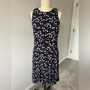 LOFT by Ann Taylor Black and Pink Cherry Midi Dress